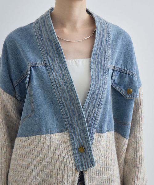 Paradise Picnic(パラダイスピクニック)の「デニム×ニットカーデイガン(カーディガン/ボレロ・レディース・アイボリー/グレー・FREE)」の20枚目の写真