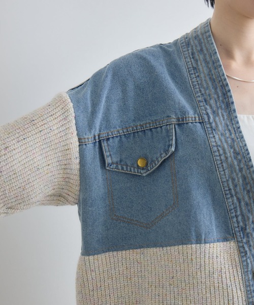 Paradise Picnic(パラダイスピクニック)の「デニム×ニットカーデイガン(カーディガン/ボレロ・レディース・アイボリー/グレー・FREE)」の21枚目の写真