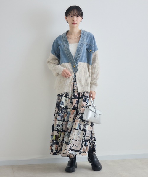 Paradise Picnic(パラダイスピクニック)の「デニム×ニットカーデイガン(カーディガン/ボレロ・レディース・アイボリー/グレー・FREE)」の11枚目の写真