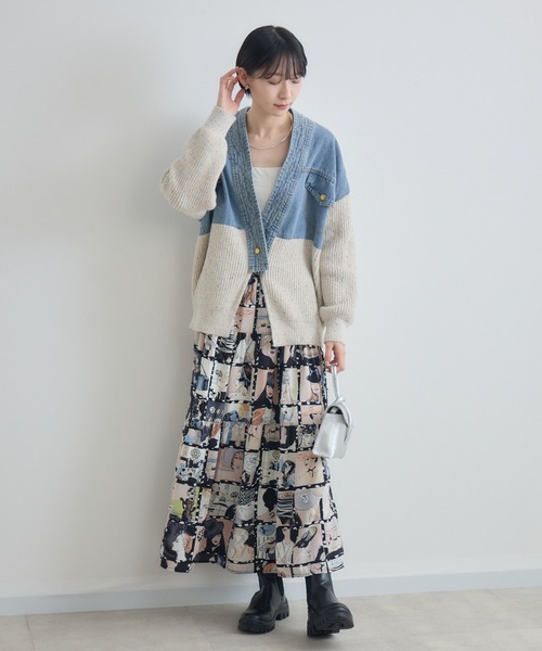 Paradise Picnic(パラダイスピクニック)の「デニム×ニットカーデイガン(カーディガン/ボレロ・レディース・アイボリー/グレー・FREE)」の13枚目の写真