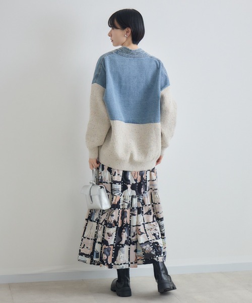 Paradise Picnic(パラダイスピクニック)の「デニム×ニットカーデイガン(カーディガン/ボレロ・レディース・アイボリー/グレー・FREE)」の14枚目の写真