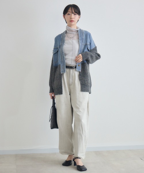 Paradise Picnic(パラダイスピクニック)の「デニム×ニットカーデイガン(カーディガン/ボレロ・レディース・アイボリー/グレー・FREE)」の5枚目の写真