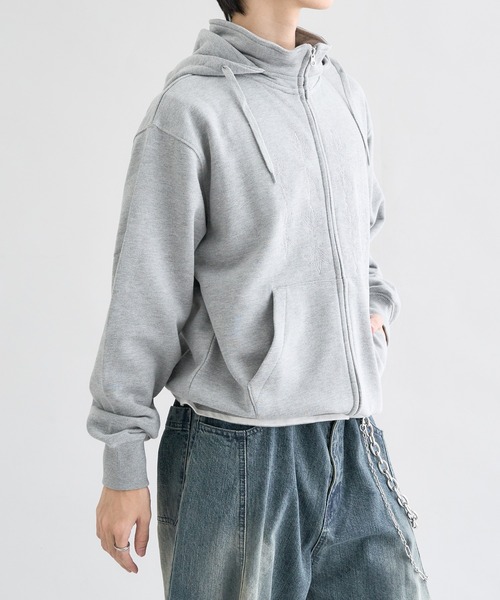 【新品】バーネット ジップアップニットパーカー フーディ グレー　韓国 新品】バーネット ジップアップニットパーカー フーディ グレー 韓国