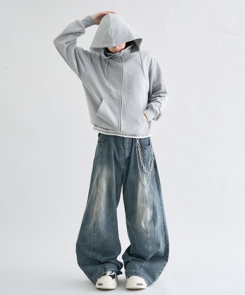 EPNK（イーピーエヌケー）の「Standneck-Zip Hoodie / スタンドネックジップフーディ（パーカー・メンズ・杢グレー/ブラック・SMALL/MEDIUM/LARGE）」の12枚目の写真