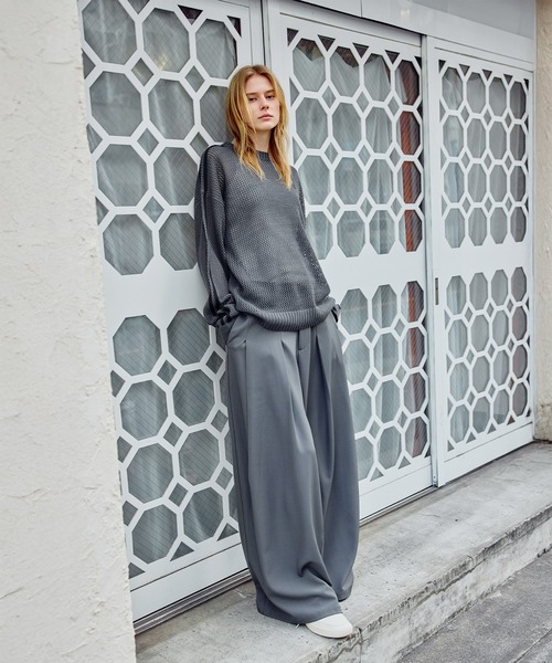 ROCHEM（ローシェン）の「ワンポイントロゴ刺繍サイドラインメッシュニットプルオーバー（ニット/セーター・メンズ・ワイン/チャコール/ブラック/ネイビー・L/M/S/XS）」の19枚目の写真