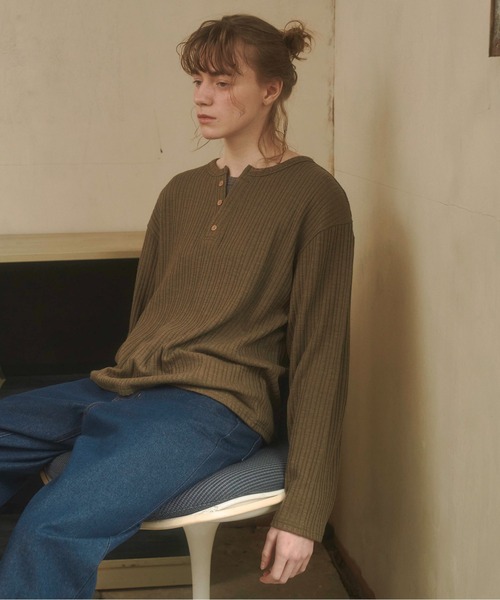 Zooodle（ズードル）の「Henry neck layered tops - ヘンリーネックレイヤードトップス -（Tシャツ/カットソー・メンズ・バーガンディー/カーキ・MEDIUM/LARGE）」の13枚目の写真