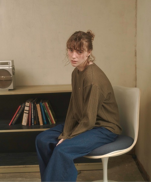 Zooodle（ズードル）の「Henry neck layered tops - ヘンリーネックレイヤードトップス -（Tシャツ/カットソー・メンズ・バーガンディー/カーキ・MEDIUM/LARGE）」の14枚目の写真