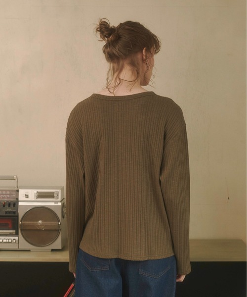 Zooodle（ズードル）の「Henry neck layered tops - ヘンリーネックレイヤードトップス -（Tシャツ/カットソー・メンズ・バーガンディー/カーキ・MEDIUM/LARGE）」の9枚目の写真