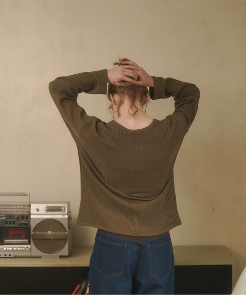 Zooodle（ズードル）の「Henry neck layered tops - ヘンリーネックレイヤードトップス -（Tシャツ/カットソー・メンズ・バーガンディー/カーキ・MEDIUM/LARGE）」の4枚目の写真