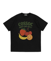 COSO（コソ）の「フルーツ 半袖Tシャツ (ブラック)（Tシャツ/カットソー）」