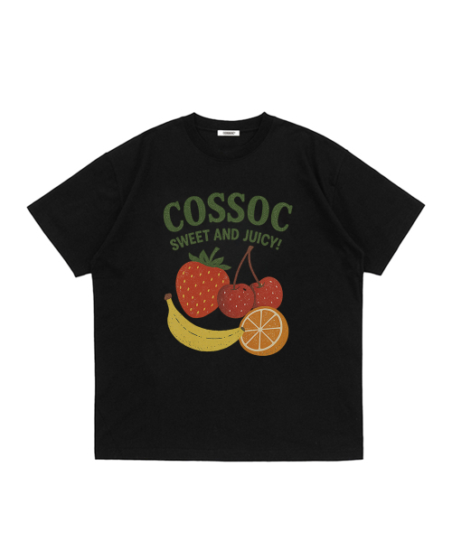 COSO(コソ)の「フルーツ 半袖Tシャツ (ブラック)(Tシャツ/カットソー・レディース・ブラック・S/M/L)」の1枚目の写真