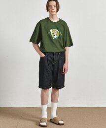 ワンタックブラックデニムショートパンツ