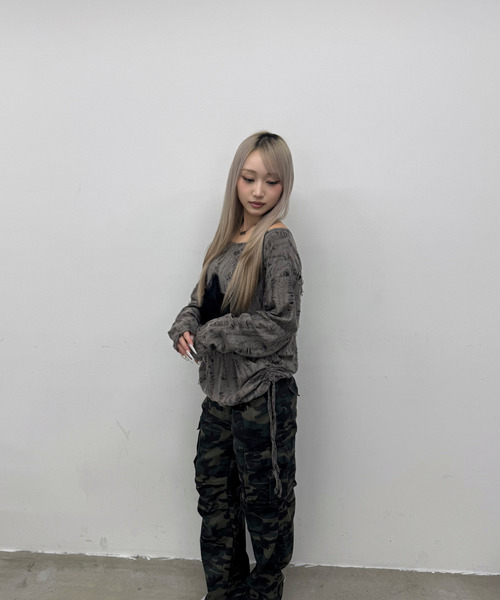 DAESE TOKYO(デセトウキョウ)の「『DAESE TOKYO/デセトウキョウ』スターデザインダメージトップス(Tシャツ/カットソー・レディース・グレー/ホワイト・M)」の17枚目の写真