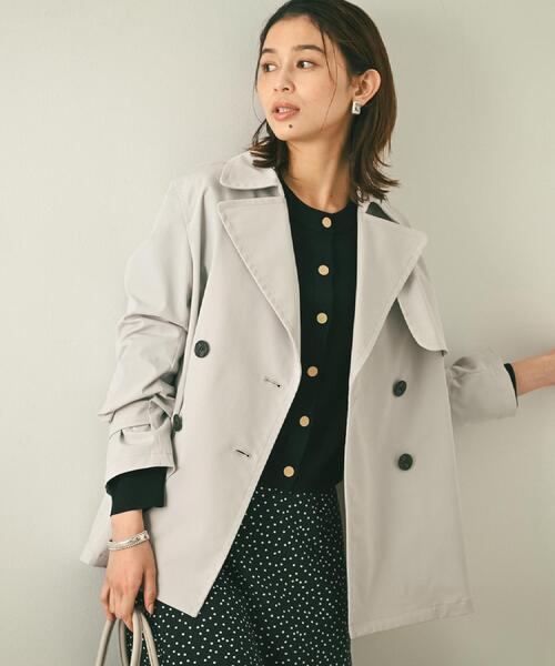 UNTITLED(アンタイトル)の「【定番人気/はっ水/洗える】タスランショートトレンチコート(トレンチコート・レディース・ベージュ/ネイビー/ベージュ系5/ライトグレー系9/グレー系8・00/01/02/03/04/42/44/46/48/50)」の2枚目の写真