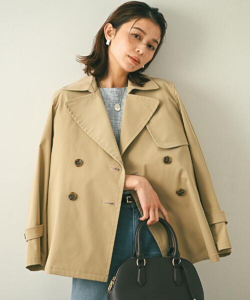 UNTITLED(アンタイトル)の「【定番人気/はっ水/洗える】タスランショートトレンチコート(トレンチコート・レディース・ベージュ/ネイビー/ベージュ系5/ライトグレー系9/グレー系8・00/01/02/03/04/42/44/46/48/50)」の1枚目の写真