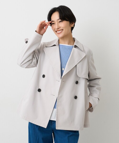 UNTITLED(アンタイトル)の「【定番人気/はっ水/洗える】タスランショートトレンチコート(トレンチコート・レディース・ベージュ/ネイビー/ベージュ系5/ライトグレー系9/グレー系8・00/01/02/03/04/42/44/46/48/50)」の8枚目の写真