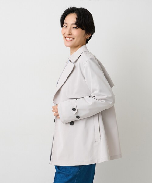 UNTITLED(アンタイトル)の「【定番人気/はっ水/洗える】タスランショートトレンチコート(トレンチコート・レディース・ベージュ/ネイビー/ベージュ系5/ライトグレー系9/グレー系8・00/01/02/03/04/42/44/46/48/50)」の9枚目の写真