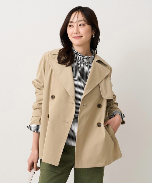 UNTITLED(アンタイトル)の「【定番人気/はっ水/洗える】タスランショートトレンチコート(トレンチコート・レディース・ベージュ/ネイビー/ベージュ系5/ライトグレー系9/グレー系8・00/01/02/03/04/42/44/46/48/50)」の14枚目の写真