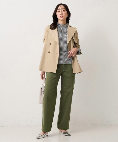 UNTITLED(アンタイトル)の「【定番人気/はっ水/洗える】タスランショートトレンチコート(トレンチコート・レディース・ベージュ/ネイビー/ベージュ系5/ライトグレー系9/グレー系8・00/01/02/03/04/42/44/46/48/50)」の16枚目の写真