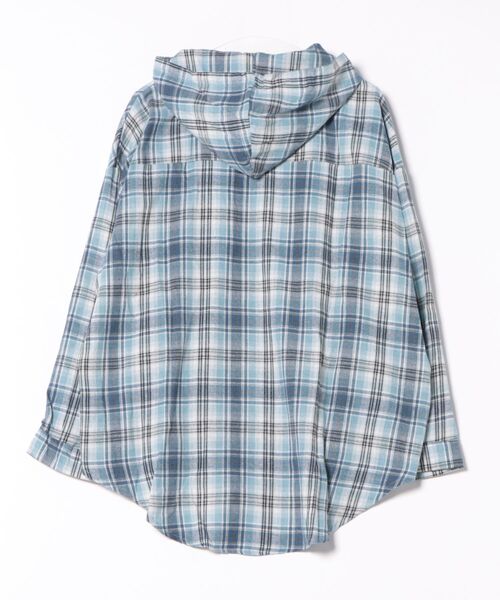 ViViDAY(ビビデー)の「フロント刺しゅうビッグシルエットフードチェック柄シャツ(シャツ/ブラウス・レディース・ブルー/イエロー/ピンク・M)」の14枚目の写真