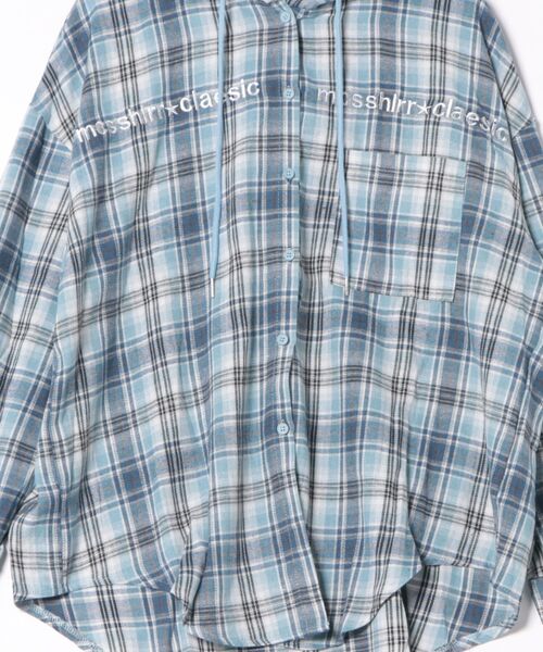 ViViDAY(ビビデー)の「フロント刺しゅうビッグシルエットフードチェック柄シャツ(シャツ/ブラウス・レディース・ブルー/イエロー/ピンク・M)」の15枚目の写真