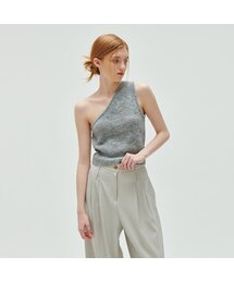 ODER（オディエール）の「キッドモヘアアシンメトリースリーブレス-グレー（Tシャツ/カットソー）」