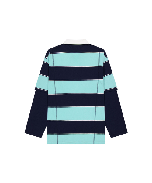 MEA（メア）の「LAYERED L/S STRIPE POLO  [NAVY]（Tシャツ/カットソー・メンズ・ネイビー・FREE）」の3枚目の写真