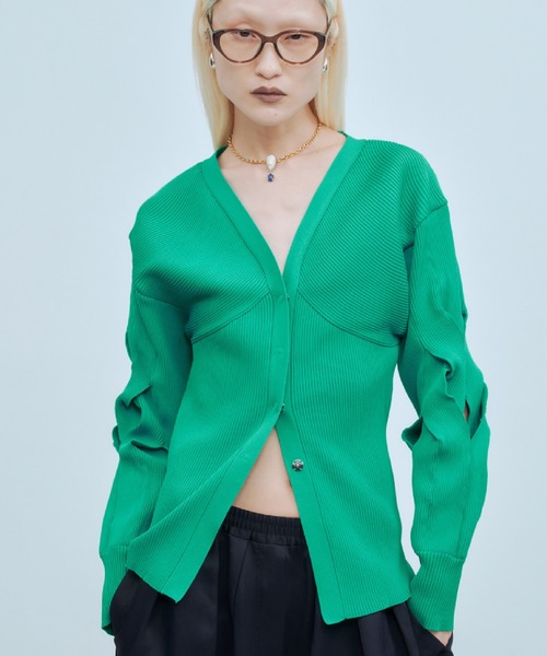 THINGS THAT MATTER（シングス ザット マター）の「CHAOS PATTERNED KNIT / カオス パターン ニット（カーディガン/ボレロ・レディース・ブラック/ピンク/グリーン・FREE）」の3枚目の写真