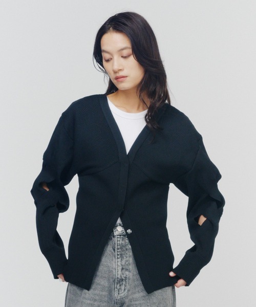 THINGS THAT MATTER（シングス ザット マター）の「CHAOS PATTERNED KNIT / カオス パターン ニット（カーディガン/ボレロ・レディース・ブラック/ピンク/グリーン・FREE）」の2枚目の写真