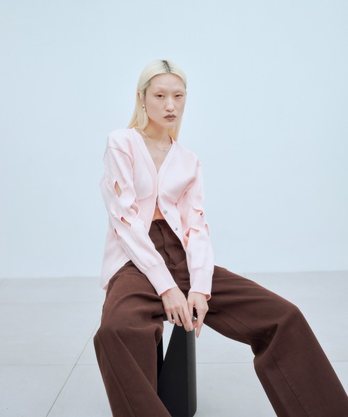 THINGS THAT MATTER（シングス ザット マター）の「CHAOS PATTERNED KNIT / カオス パターン ニット（カーディガン/ボレロ・レディース・ブラック/ピンク/グリーン・FREE）」の4枚目の写真