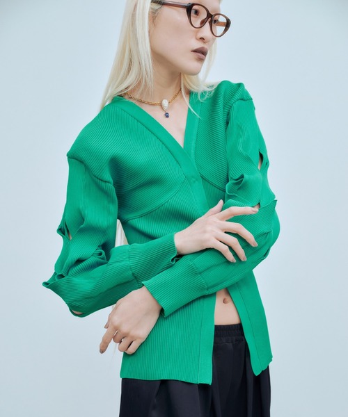 THINGS THAT MATTER（シングス ザット マター）の「CHAOS PATTERNED KNIT / カオス パターン ニット（カーディガン/ボレロ・レディース・ブラック/ピンク/グリーン・FREE）」の9枚目の写真