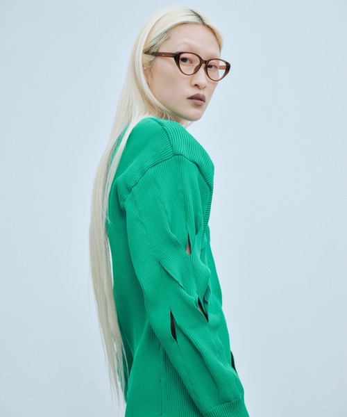 THINGS THAT MATTER（シングス ザット マター）の「CHAOS PATTERNED KNIT / カオス パターン ニット（カーディガン/ボレロ・レディース・ブラック/ピンク/グリーン・FREE）」の10枚目の写真