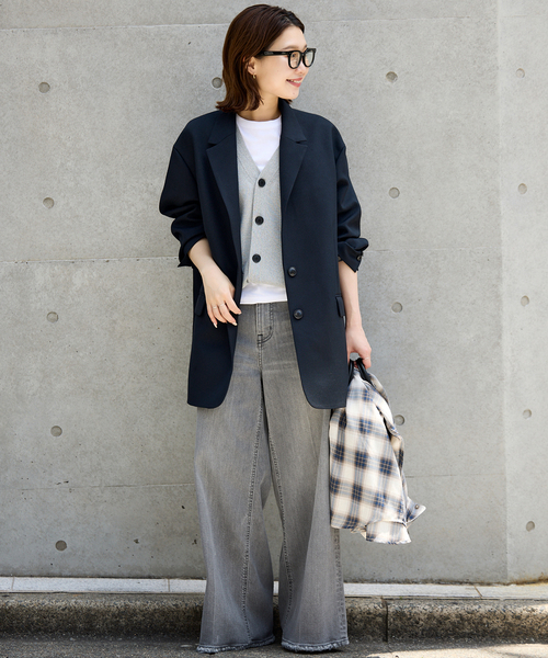 SLOBE IENA(スローブイエナ)の「《WEB限定/追加》PE SHARK ビックジャケット(テーラードジャケット・レディース・ブラック/ベージュ・FREE)」の11枚目の写真