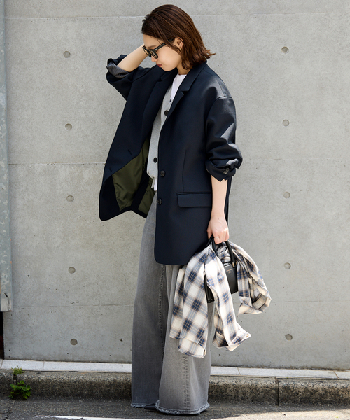 SLOBE IENA(スローブイエナ)の「《WEB限定/追加》PE SHARK ビックジャケット(テーラードジャケット・レディース・ブラック/ベージュ・FREE)」の13枚目の写真