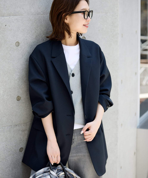 SLOBE IENA(スローブイエナ)の「《WEB限定/追加》PE SHARK ビックジャケット(テーラードジャケット・レディース・ブラック/ベージュ・FREE)」の15枚目の写真