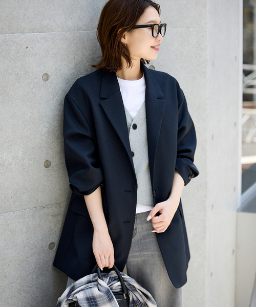 SLOBE IENA(スローブイエナ)の「《WEB限定/追加》PE SHARK ビックジャケット(テーラードジャケット・レディース・ブラック/ベージュ・FREE)」の18枚目の写真