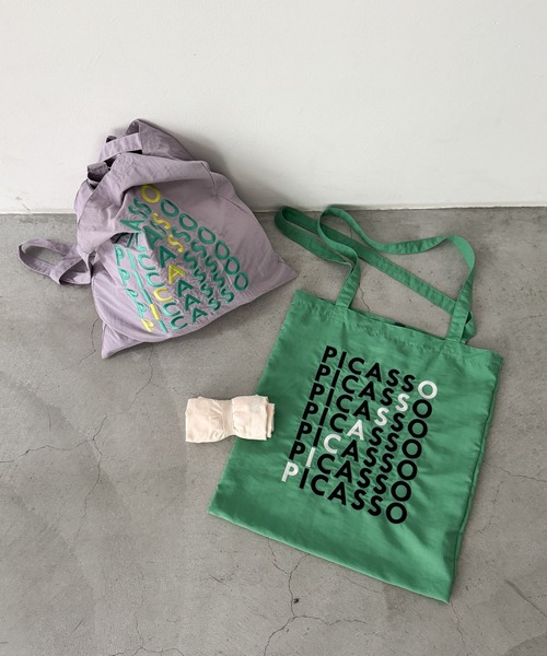 CANAL JEAN（キャナルジーン）の「NOT OEM　PICASSO ラインロゴトートバッグ（トートバッグ・レディース・パープル/グリーン/アイボリー・ONE SIZE）」の9枚目の写真