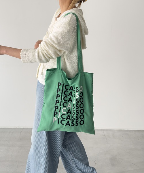 CANAL JEAN（キャナルジーン）の「NOT OEM　PICASSO ラインロゴトートバッグ（トートバッグ・レディース・パープル/グリーン/アイボリー・ONE SIZE）」の13枚目の写真