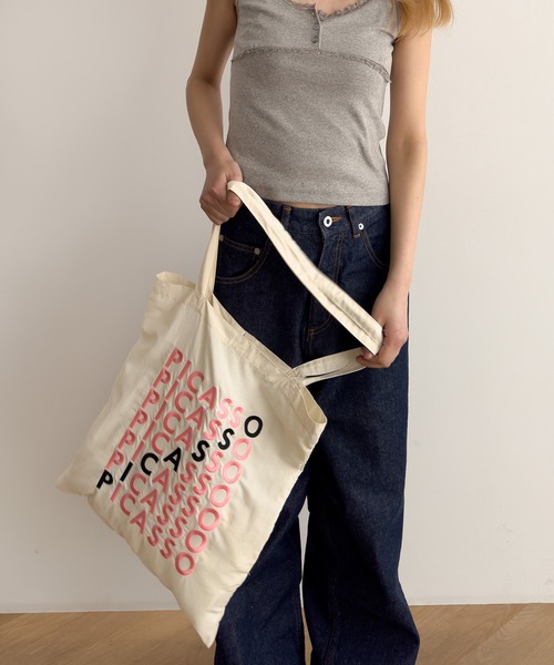 CANAL JEAN（キャナルジーン）の「NOT OEM　PICASSO ラインロゴトートバッグ（トートバッグ・レディース・パープル/グリーン/アイボリー・ONE SIZE）」の12枚目の写真