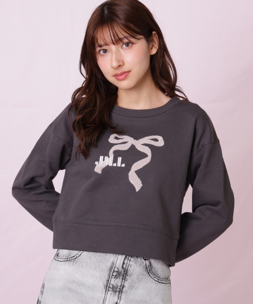 JILL by JILL STUART（ジルバイジルスチュアート）の「サガラ刺繍リボンロゴスウェット（スウェット・レディース・ネイビー/グレー/チャコールグレー・FREE）」の2枚目の写真
