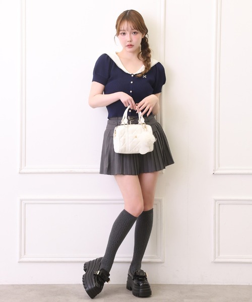 one after another NICE CLAUP(ワンアフターアナザーナイスクラップ)の「ハート&チャーム付き2WAYミニボストンバッグ(ボストンバッグ・レディース・ブラック/イエロー/ホワイト/ピンク・FREE)」の7枚目の写真