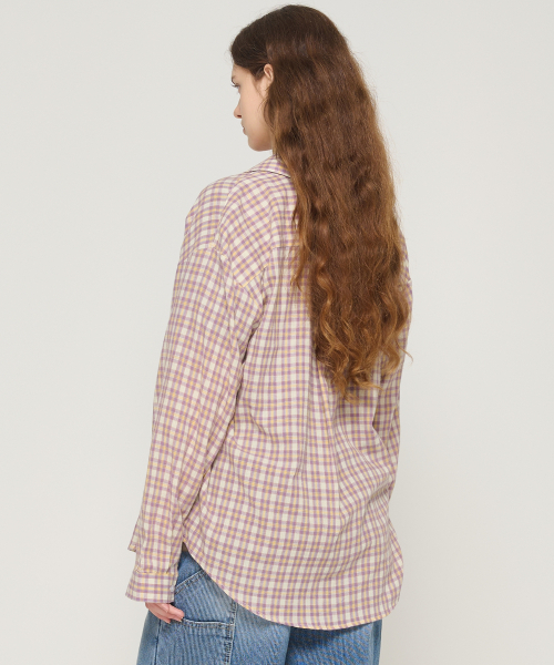CARGOBROS FOR WOMAN(カーゴブロスフォーウィメン)の「ソフトチェックオーバーシャツ(パープル)(シャツ/ブラウス・レディース・その他・FREE)」の2枚目の写真