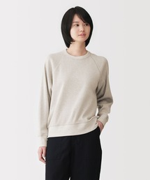 婦人 ワッフル編みクルーネック長袖Tシャツ