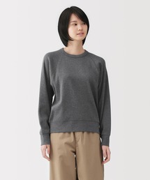 婦人 ワッフル編みクルーネック長袖Tシャツ