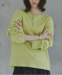 Henley Neck Waffle Long Sleeve Tee / ヘンリーネック ワッフル ロングスリーブTシャツ メンズ レディース ユニセックス