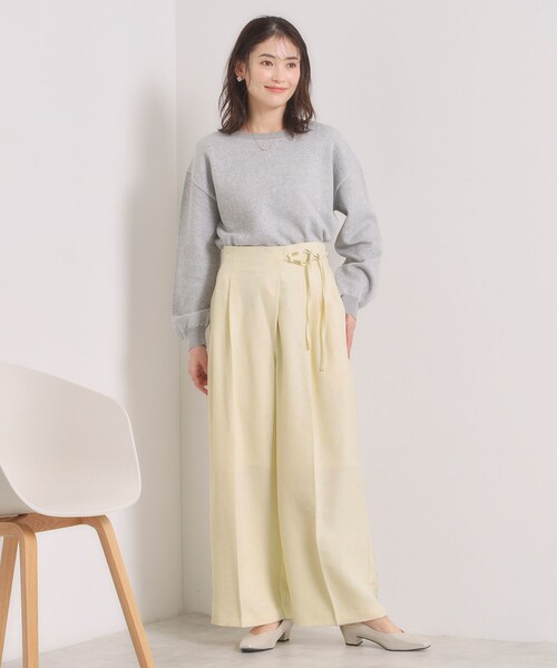 ITS'DEMO（イッツデモ）の「【手洗い可／ウエストゴム】ループベルトワイドパンツ（その他パンツ・レディース・ブラック/アイボリー/ベージュ・00）」の6枚目の写真