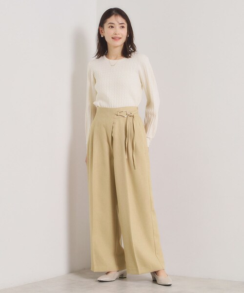ITS'DEMO（イッツデモ）の「【手洗い可／ウエストゴム】ループベルトワイドパンツ（その他パンツ・レディース・ブラック/アイボリー/ベージュ・00）」の10枚目の写真