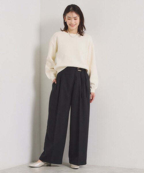 ITS'DEMO（イッツデモ）の「【手洗い可／ウエストゴム】ループベルトワイドパンツ（その他パンツ・レディース・ブラック/アイボリー/ベージュ・00）」の14枚目の写真