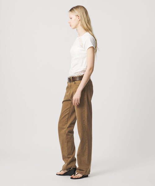 ATTISESSION(アティセッション)の「<ATTISESSION>スリム ストレート ブラウン デニム パンツ(デニムパンツ・レディース・ブラウン系・38/36)」の4枚目の写真