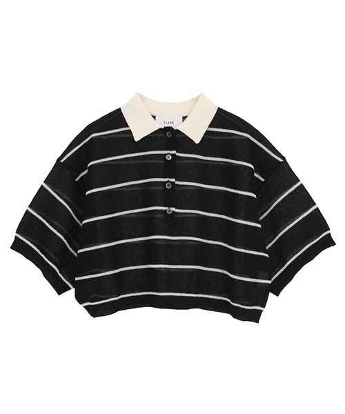 トップス CLANE SPONGY SHEER POLO KNIT TOPS CLANE】SPONGY SHEER POLO KNIT TOPS（ニット/セーター）｜CLANE